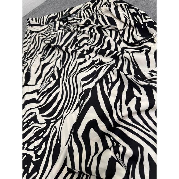 Rachel Zoe Wide Leg Bold Animal Print Pants Small Black Ivory Womens Pull On - Picture 9 of 10